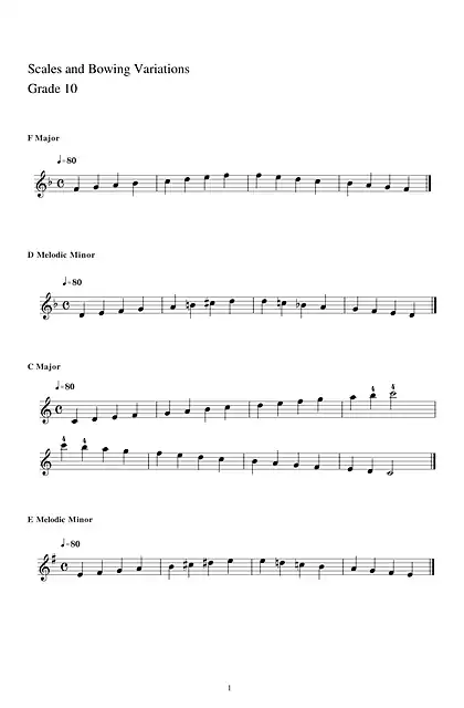 yamaha雅马哈Scales and Bowing Variations Grade 10